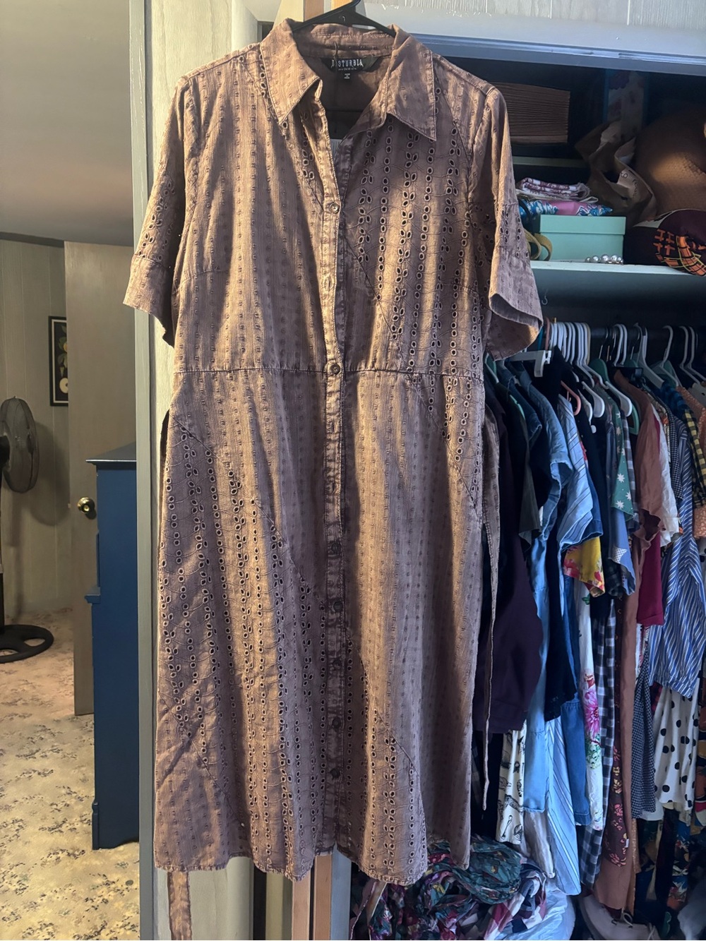 Disturbia NWT Summerisle Cotton Broderie Detail Tie Wrap Midi Shirt Dress - Picture 5 of 6